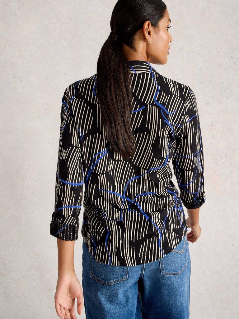 ANNIE COLLARED SHIRT JERSEY in BLACK PRINT | White Stuff