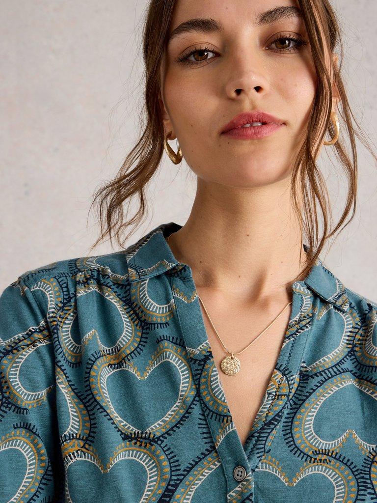 ANNIE COLLARED SHIRT JERSEY in BLUE PR - LIFESTYLE