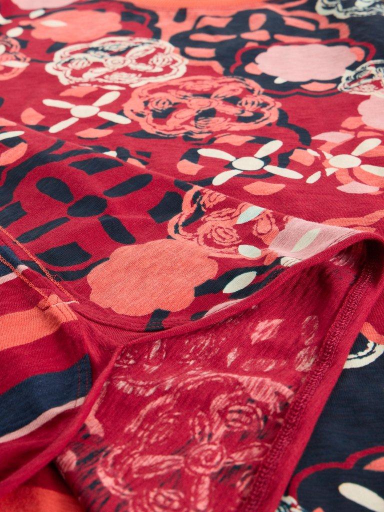 CLARA LONG SLEEVE CREW NECK TEE in RED PR - FLAT DETAIL