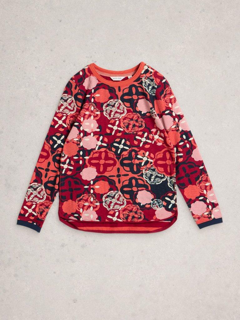 CLARA LONG SLEEVE CREW NECK TEE in RED PR - FLAT FRONT