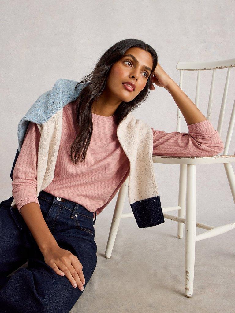 CLARA LS SPARKLE TEE in DUS PINK - LIFESTYLE