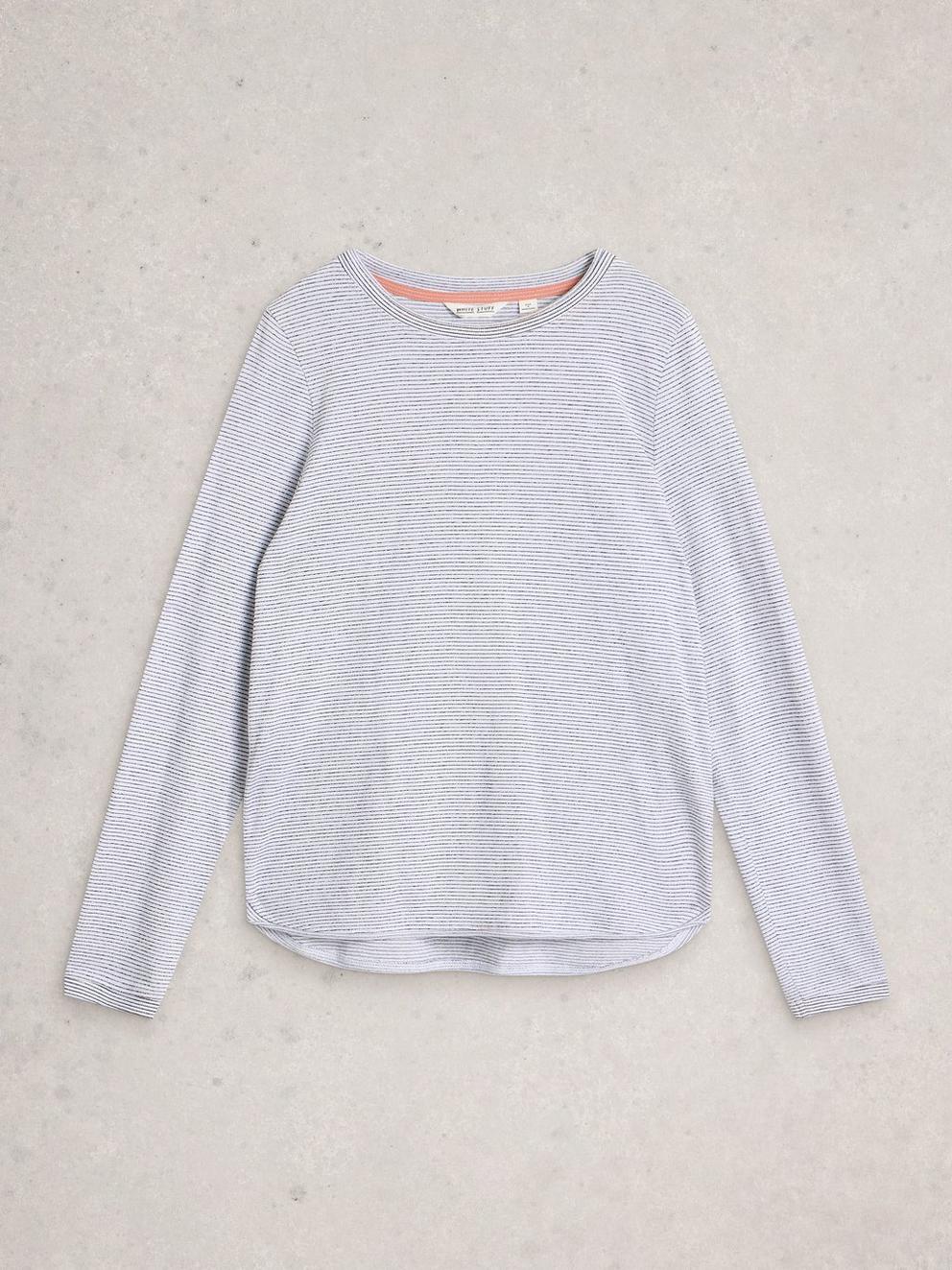 CLARA LS SPARKLE TEE in IVORY MLT - FLAT FRONT