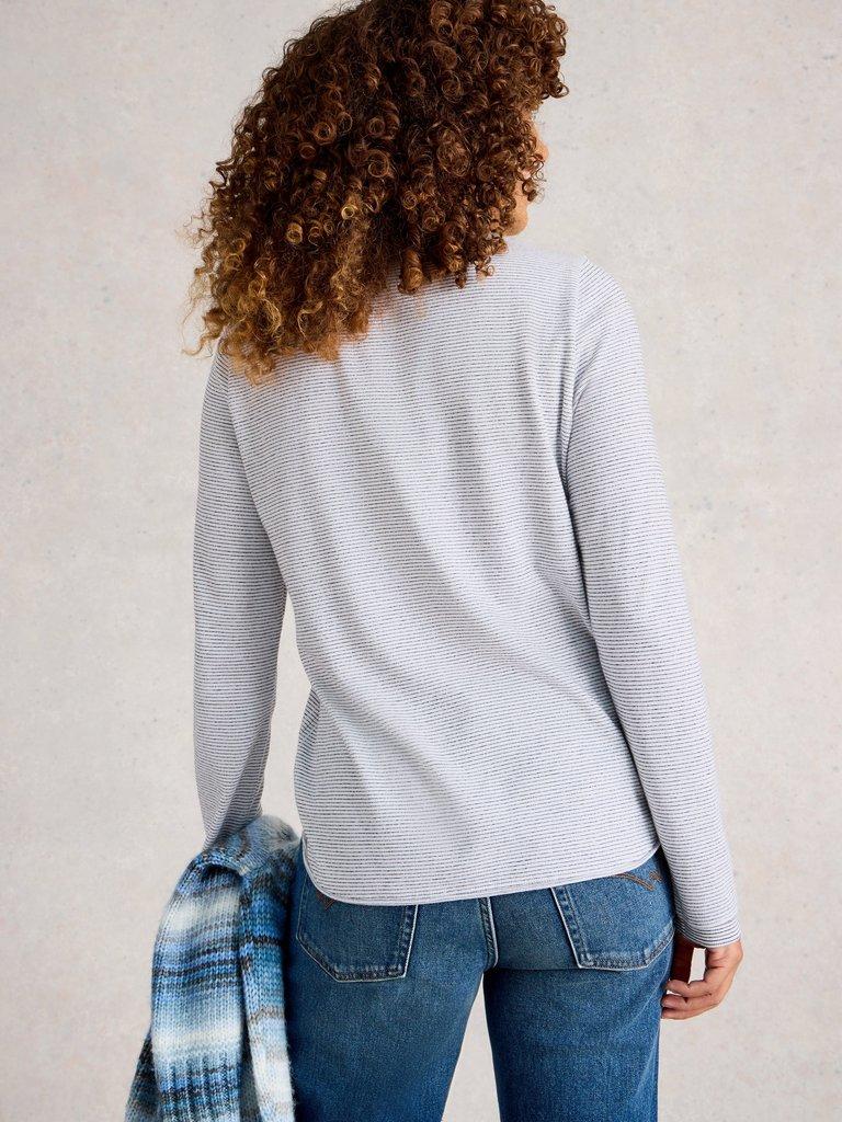 CLARA LS SPARKLE TEE in IVORY MLT - MODEL BACK