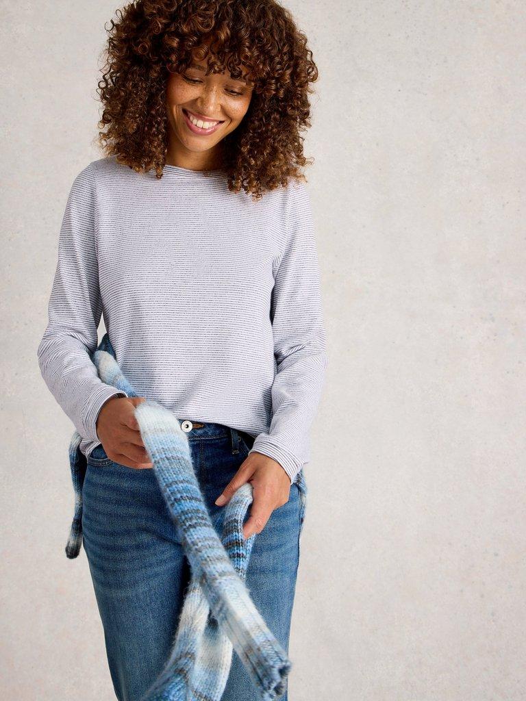 CLARA LS SPARKLE TEE in IVORY MLT - MODEL DETAIL