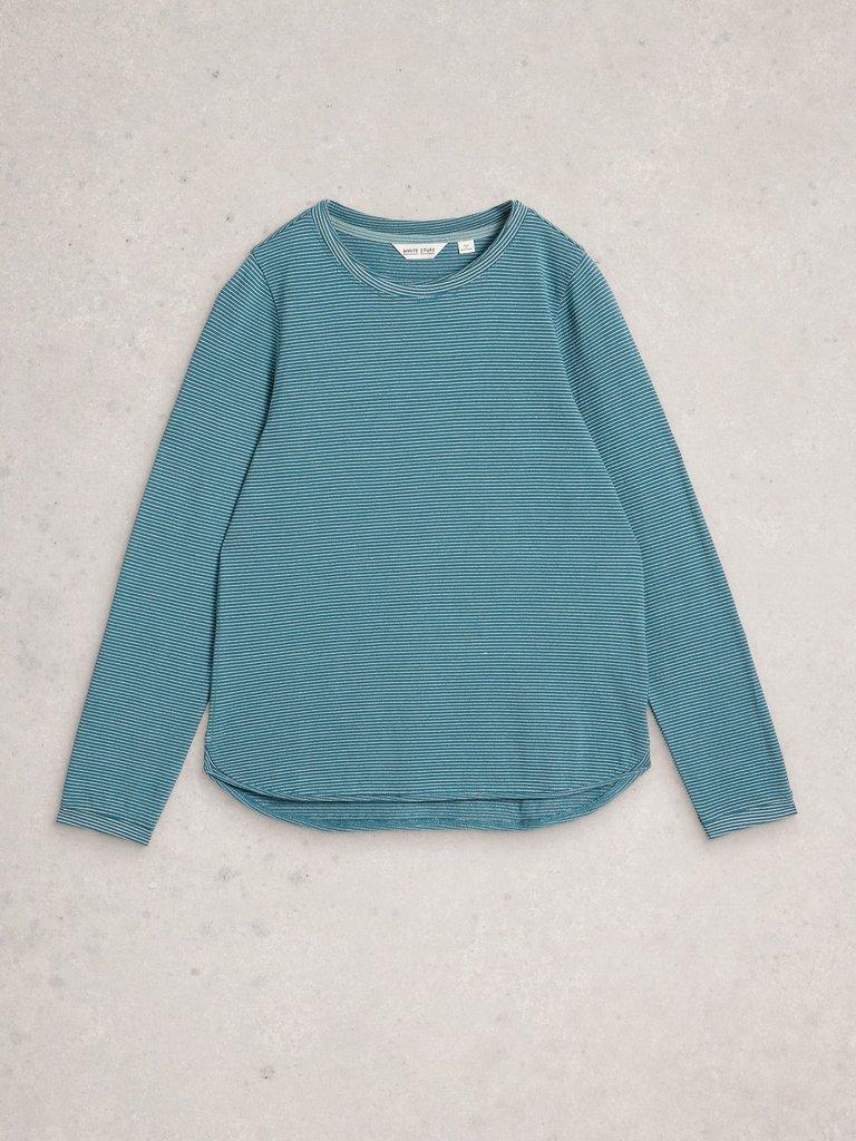 CLARA LS SPARKLE TEE in MID BLUE - FLAT FRONT