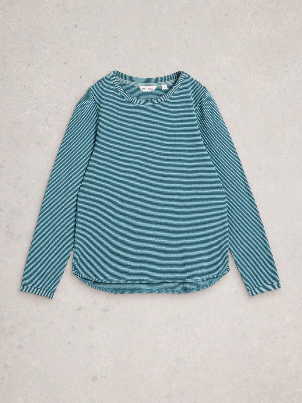 CLARA LS SPARKLE TEE in MID BLUE - FLAT FRONT