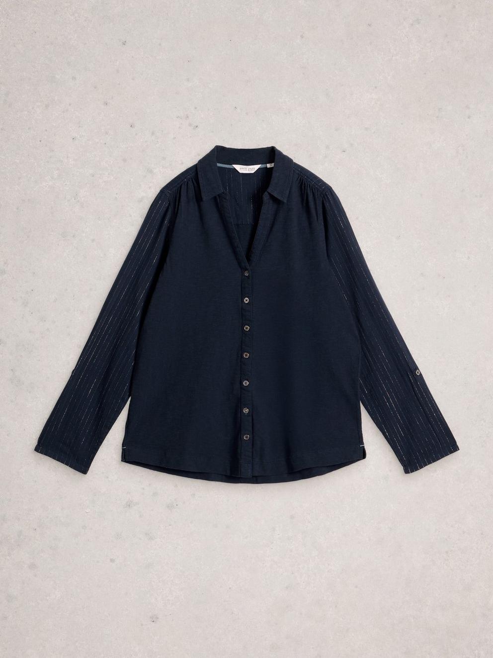 ANNIE SPARKLE MIX SHIRT in DARK NAVY - FLAT FRONT