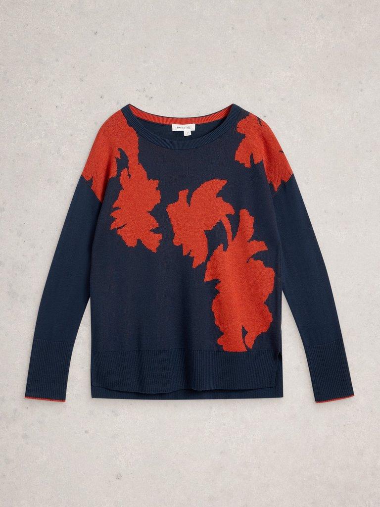 OLIVE FLORAL CREW NECK JUMPER in NAVY MULTI - FLAT FRONT