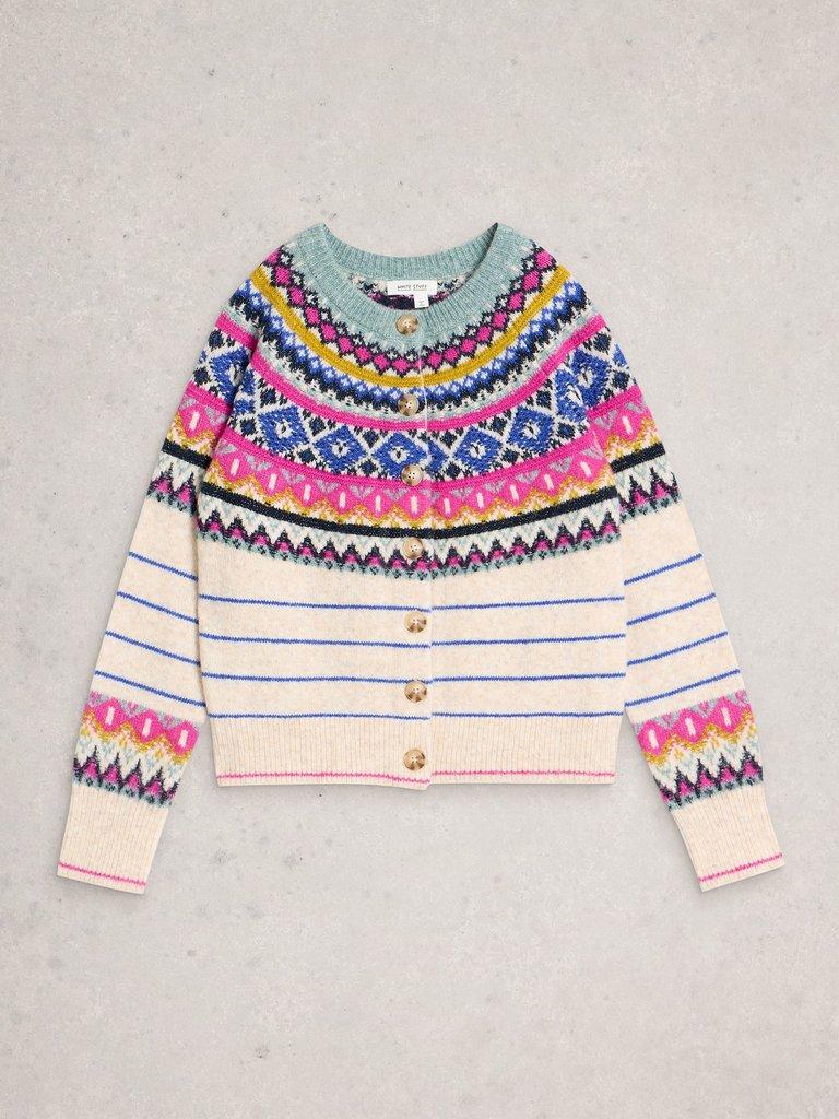 ARCTIC FAIRISLE CARDIGAN in IVORY MLT - FLAT FRONT