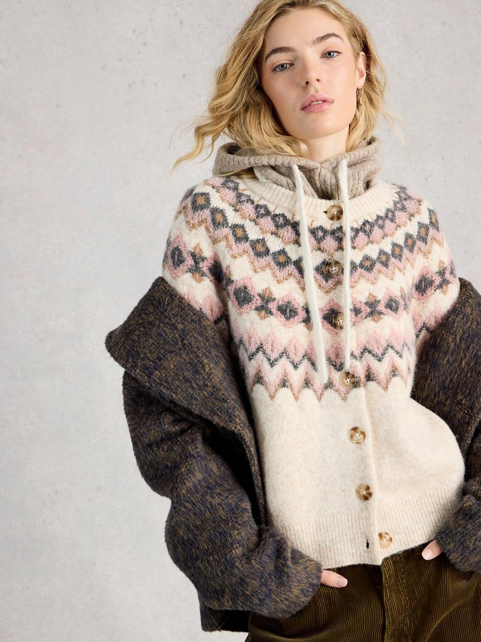 ARCTIC FAIRISLE CARDIGAN in NAT MLT - LIFESTYLE