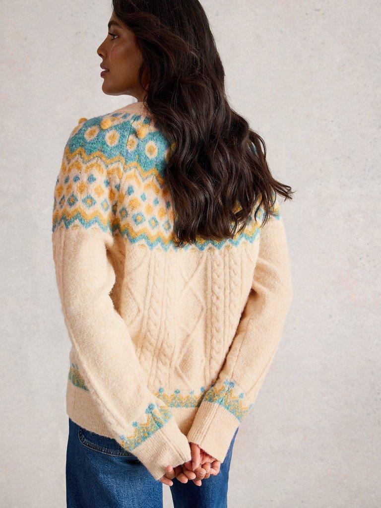 IZZY FAIRISLE CREW NECK JUMPER in IVORY MLT - MODEL BACK