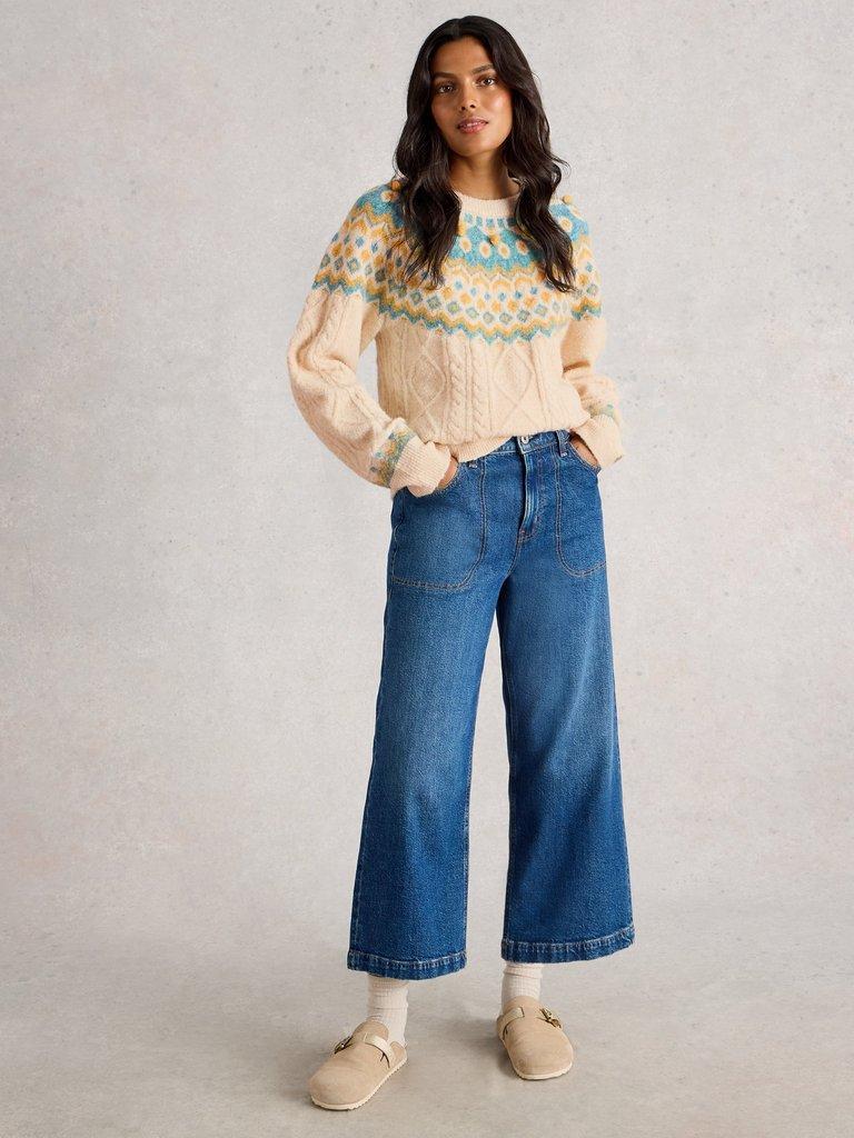 IZZY FAIRISLE CREW NECK JUMPER in IVORY MLT - MODEL FRONT