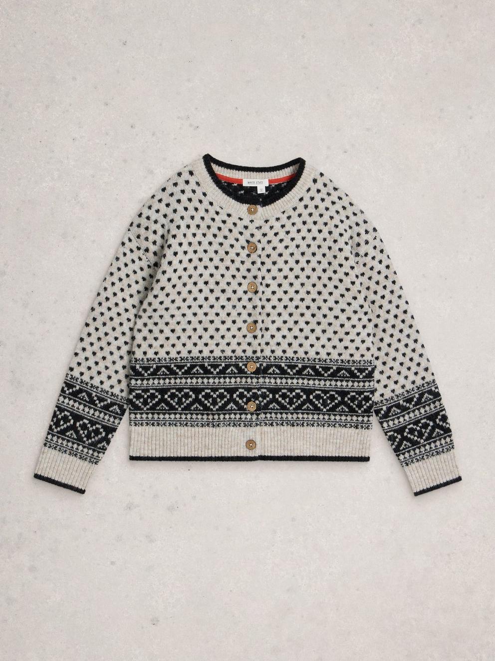 HOLLY HEART CARDI in IVORY MLT - FLAT FRONT