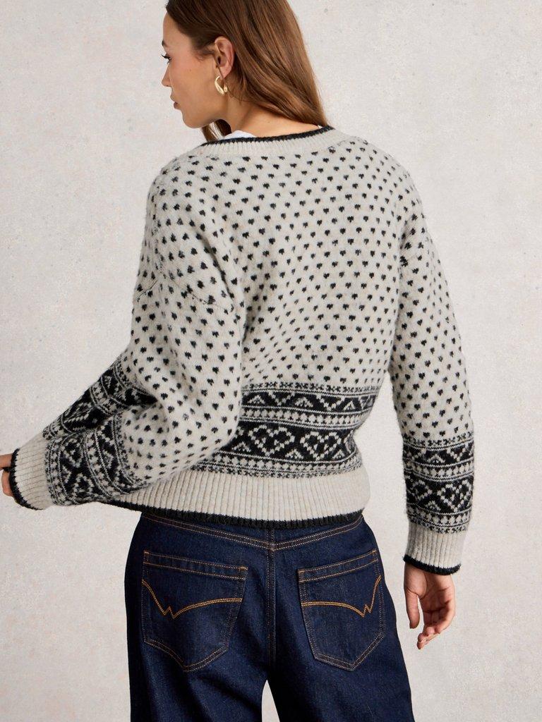 HOLLY HEART CARDI in IVORY MLT - MODEL BACK