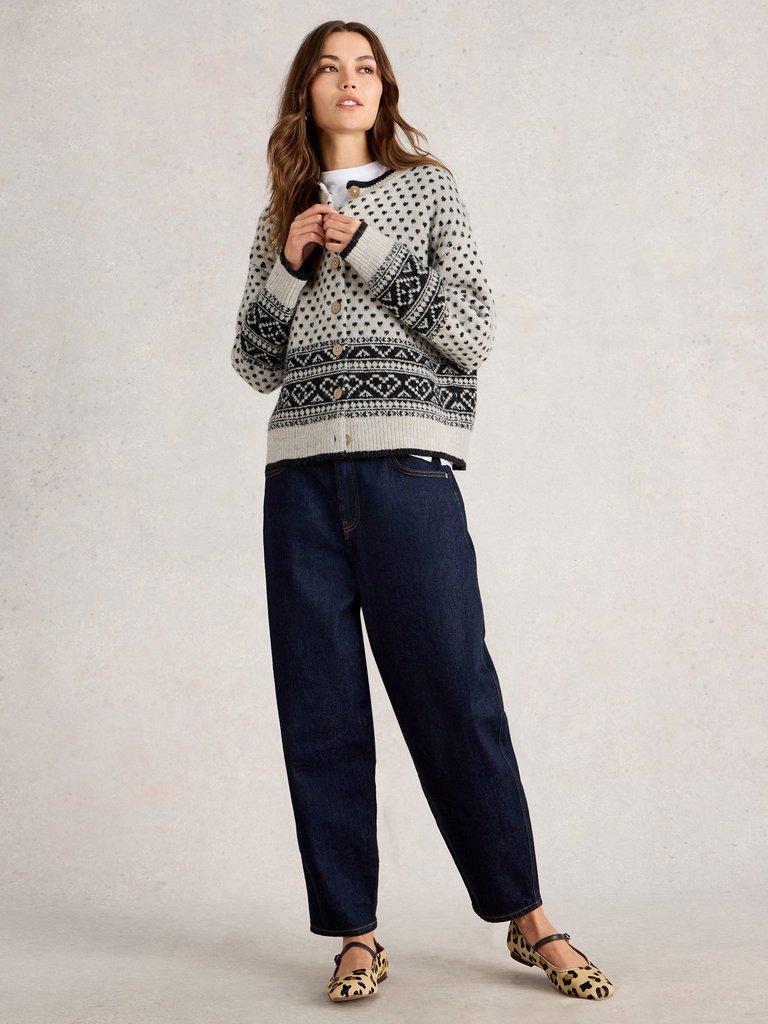 HOLLY HEART CARDI in IVORY MLT - MODEL FRONT