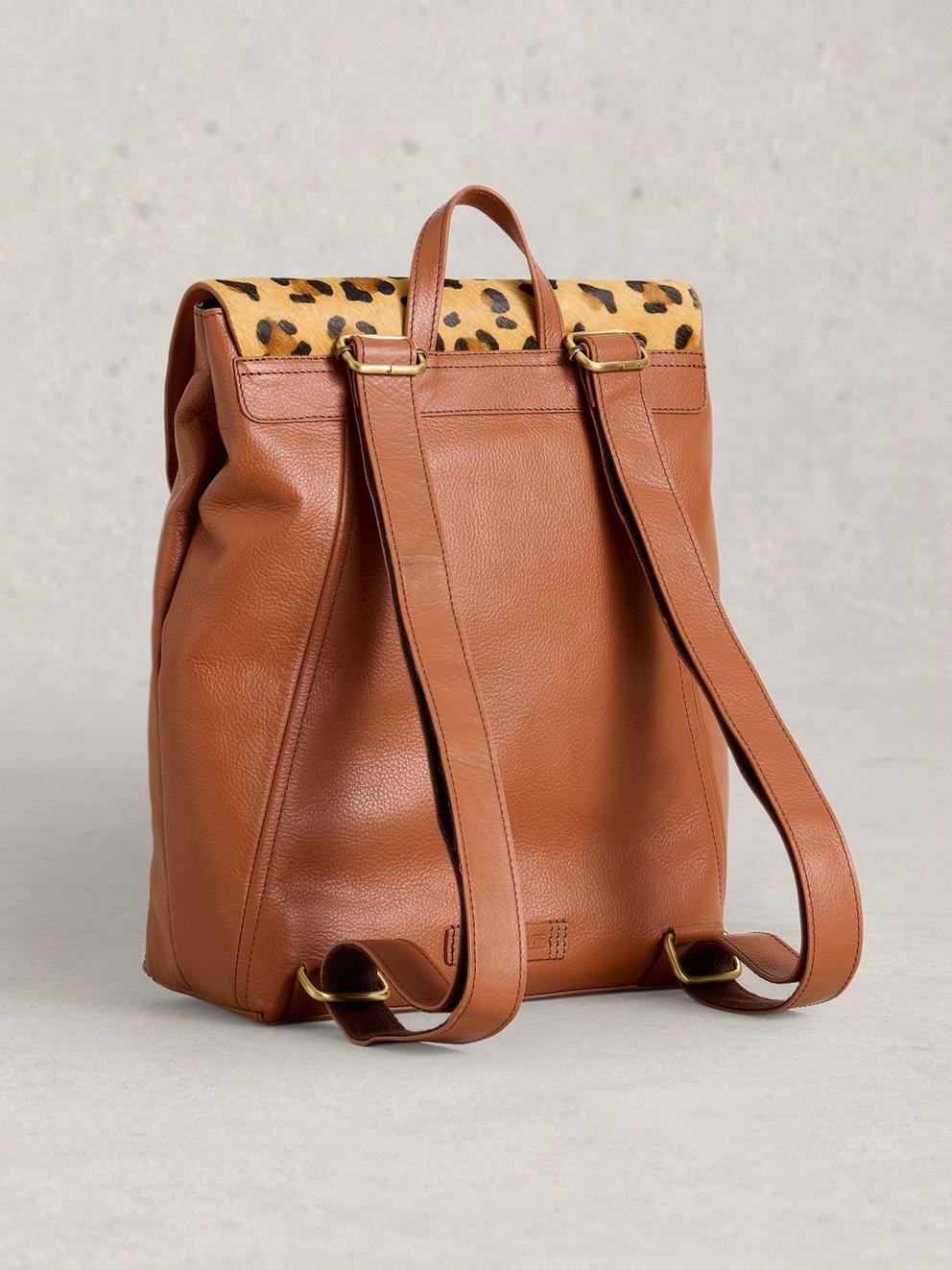 Coco Leather Backpack in TAN MULTI - FLAT BACK