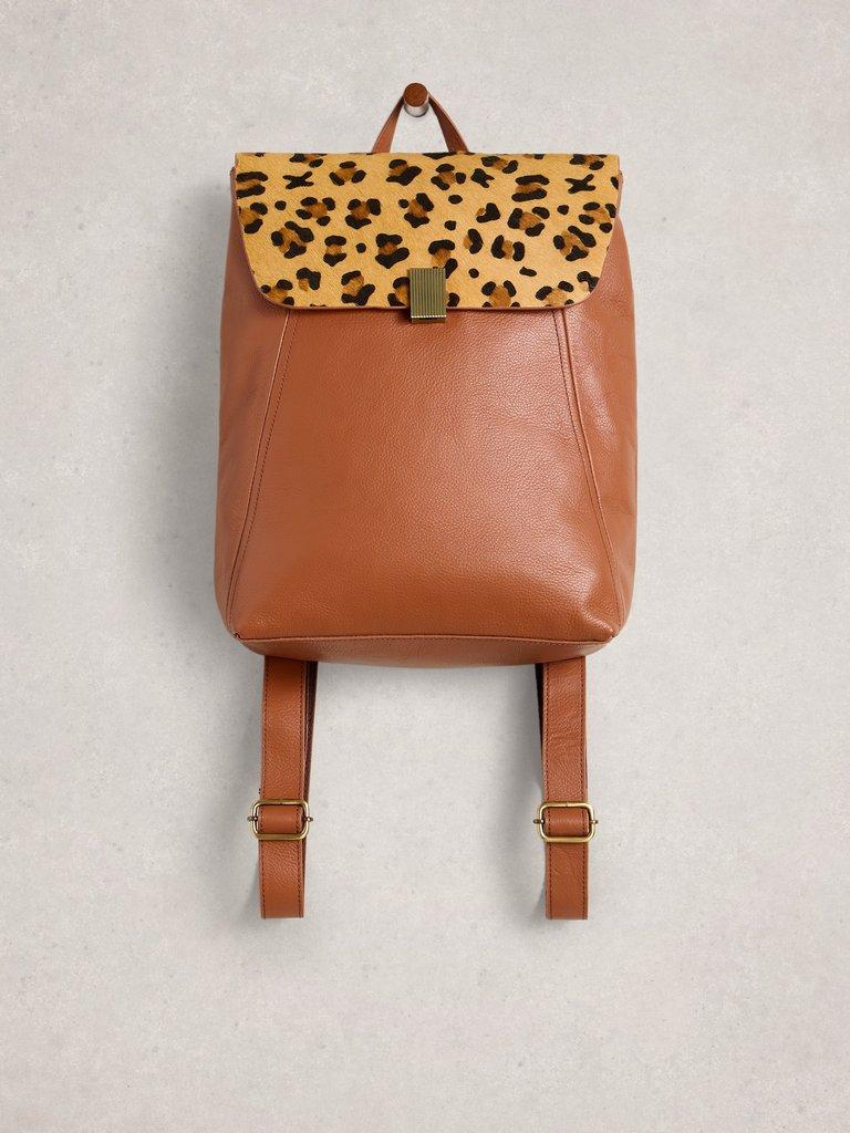 Coco Leather Backpack in TAN MULTI - FLAT FRONT
