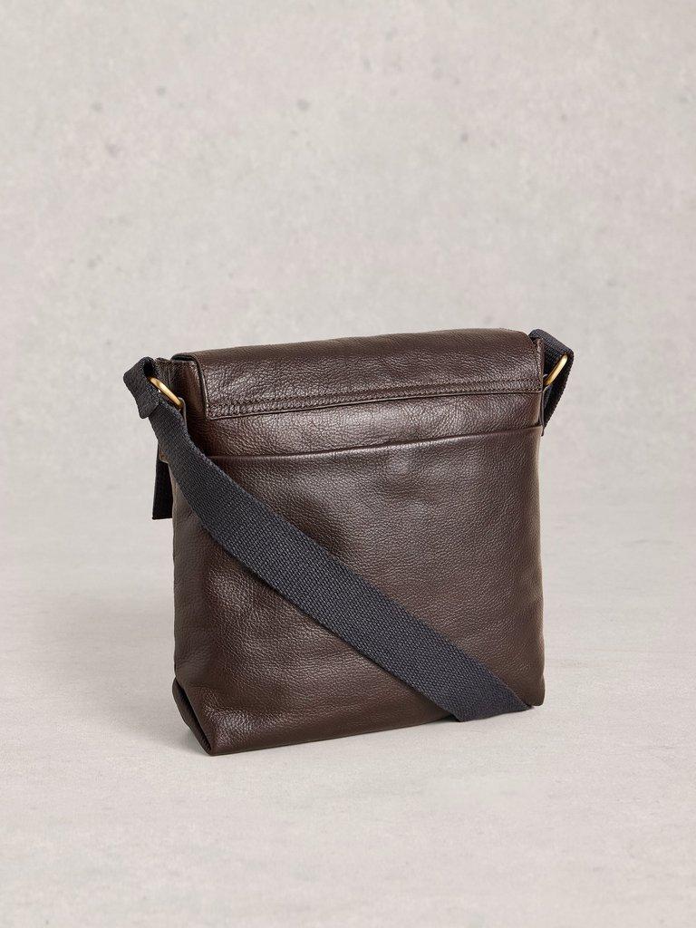 Connor Leather Crossbody Bag in DK BROWN - FLAT BACK