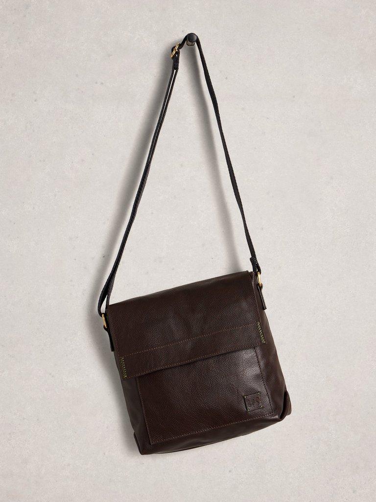 Connor Leather Crossbody Bag in DK BROWN - FLAT FRONT