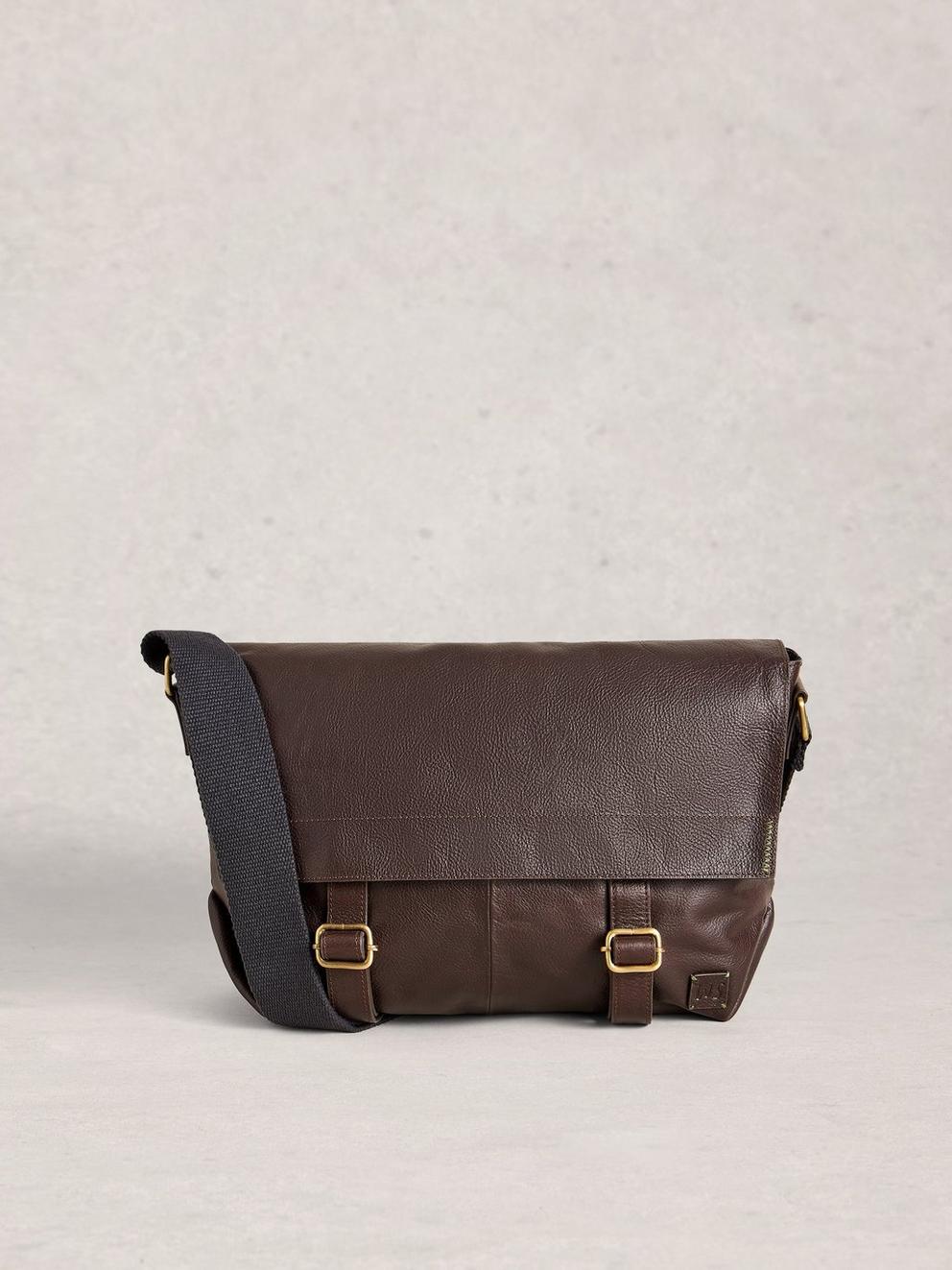 Connor Leather Messenger Bag in DK BROWN - LIFESTYLE
