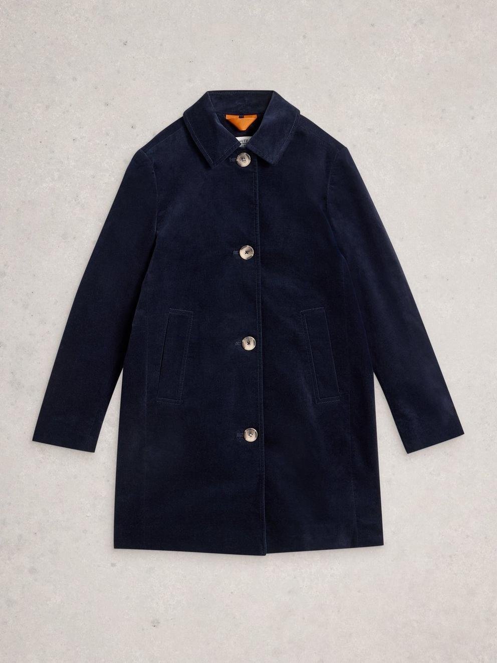Harper Velvet Coat in DARK NAVY - FLAT FRONT