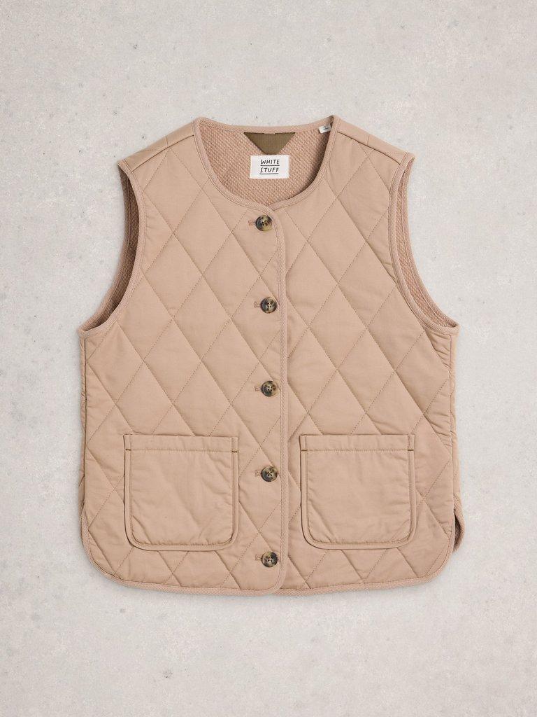 Emily Quilted Gilet in LGT NAT - FLAT FRONT