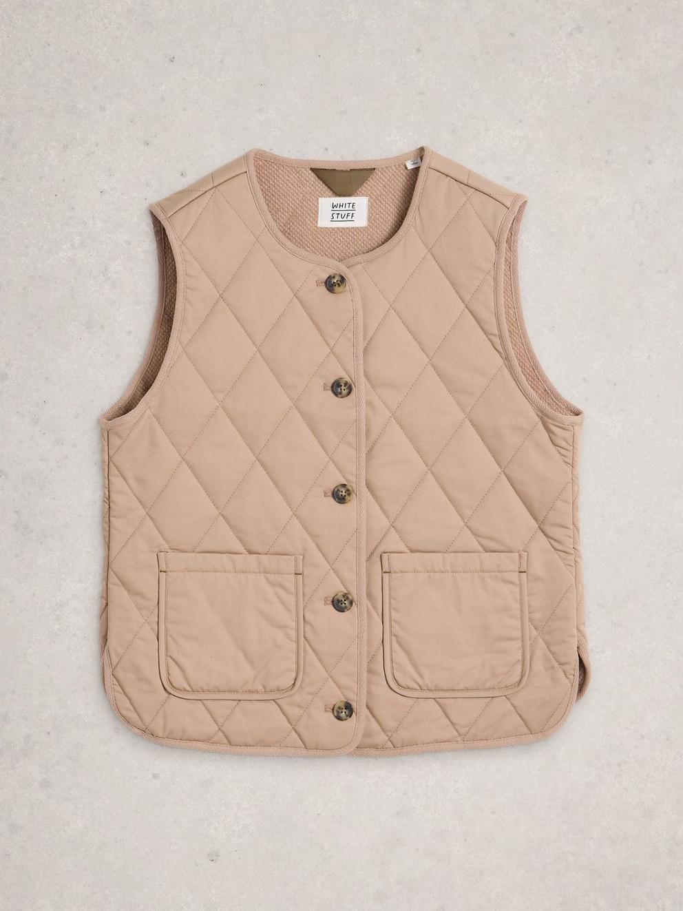 Emily Quilted Gilet in LGT NAT - FLAT FRONT