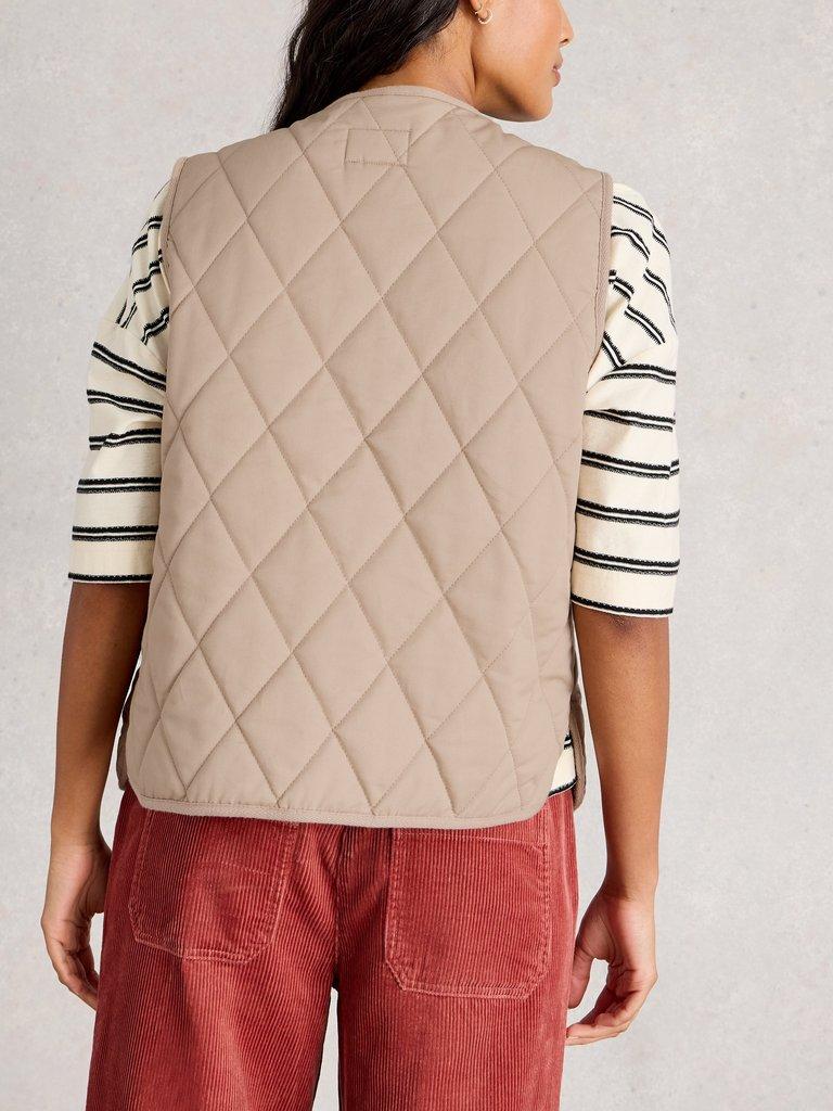 Emily Quilted Gilet in LGT NAT - MODEL BACK