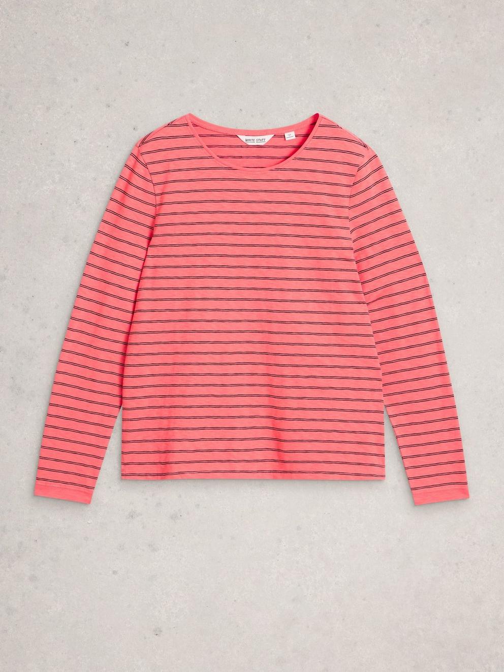 ALICE LS TEE in CORAL MLT - FLAT FRONT