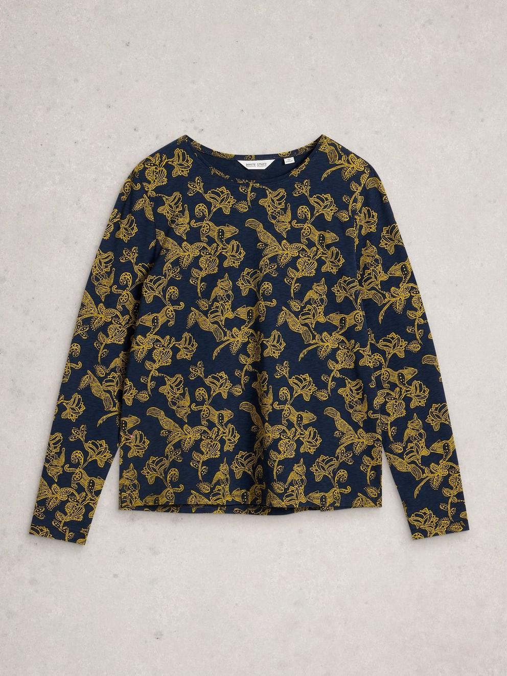 ALICE LS TEE in NAVY PR - FLAT FRONT