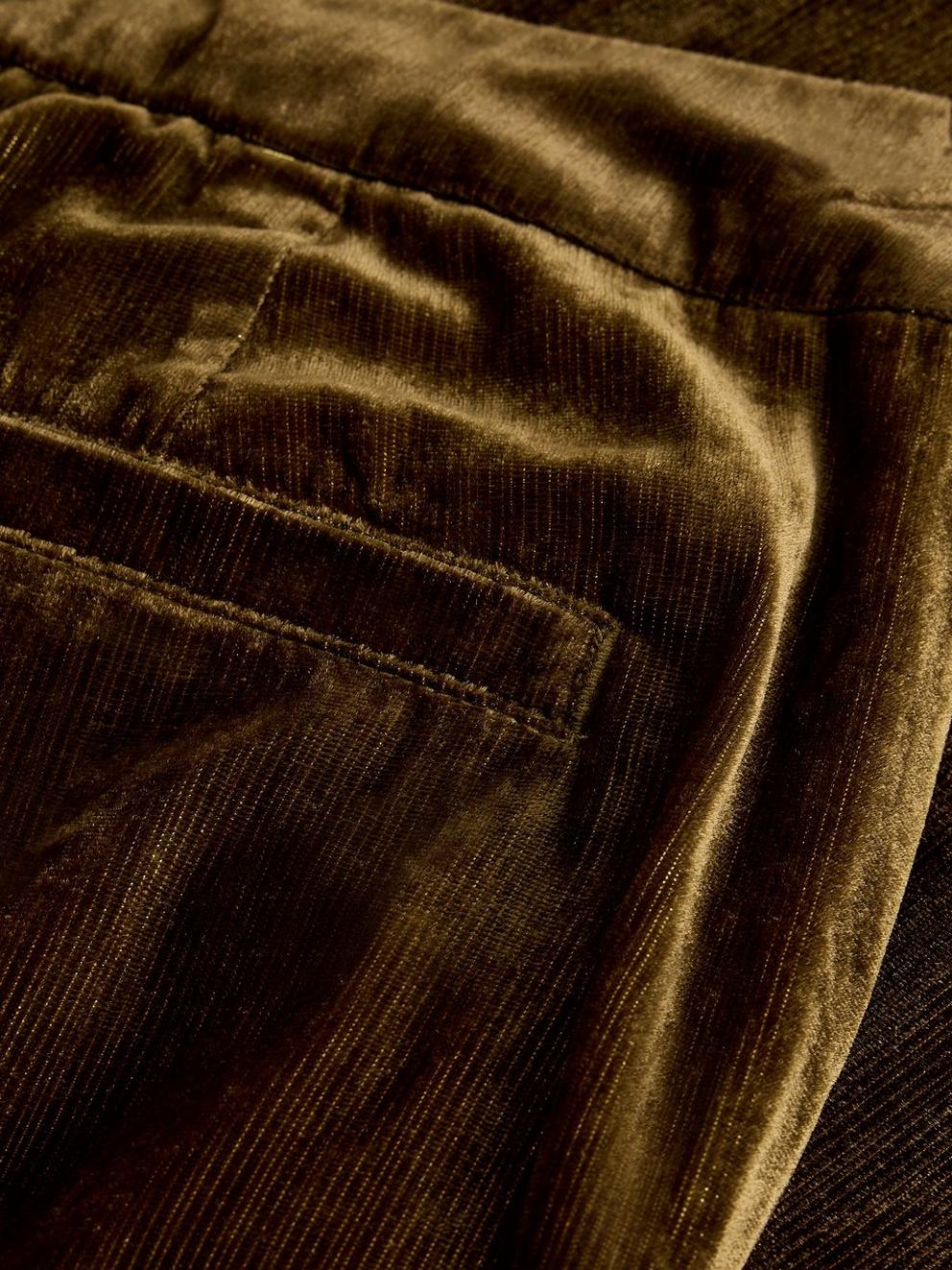 Belle Velvet Wide Leg Trouser in DK CHART - FLAT DETAIL