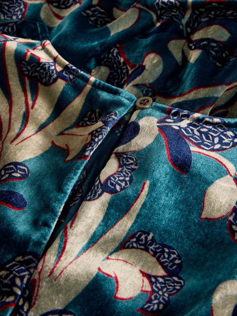 Lucy Velvet Dress in BLUE MLT - FLAT DETAIL