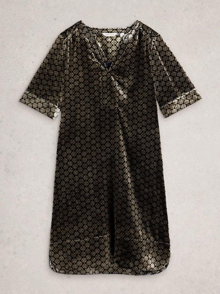 June Velvet Dress in NAT MLT - FLAT FRONT