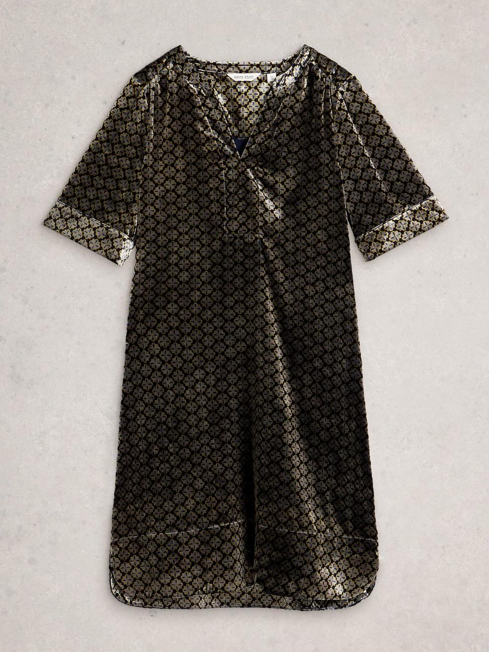 June Velvet Dress in NAT MLT - FLAT FRONT