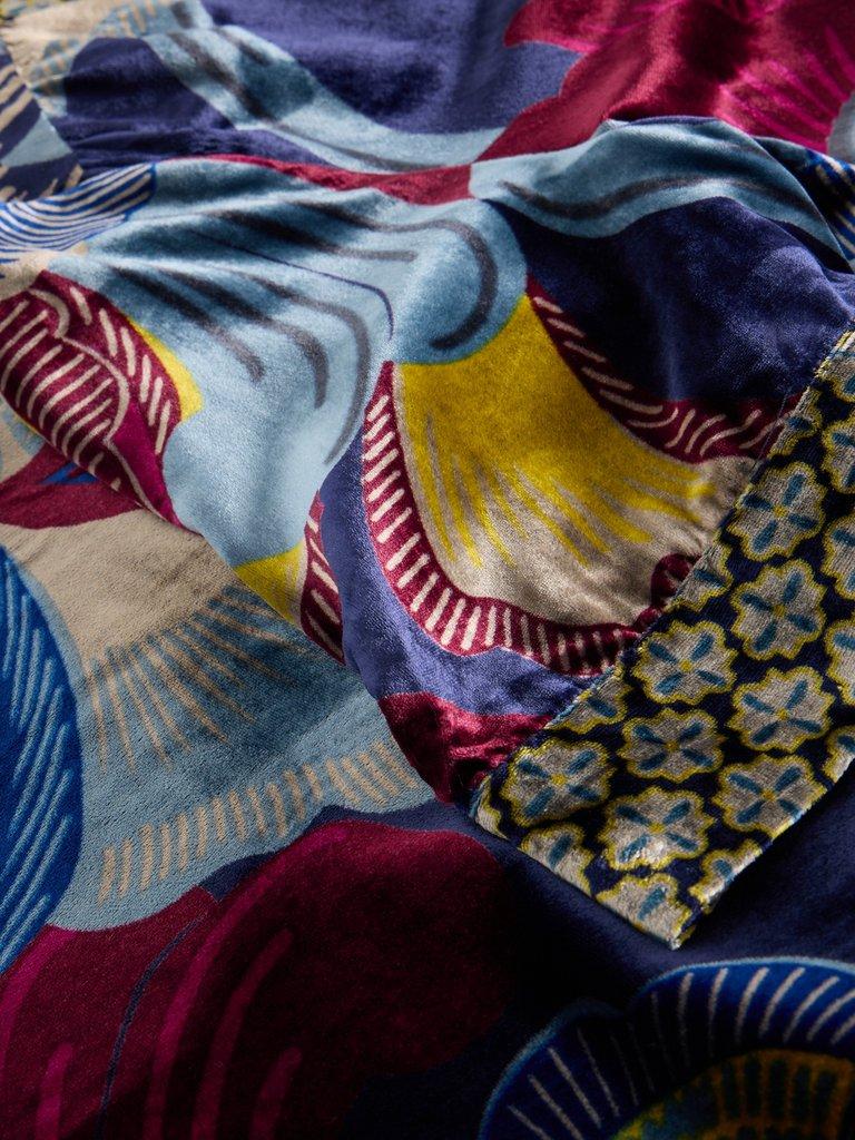 June Velvet Dress in NAVY MULTI - FLAT DETAIL