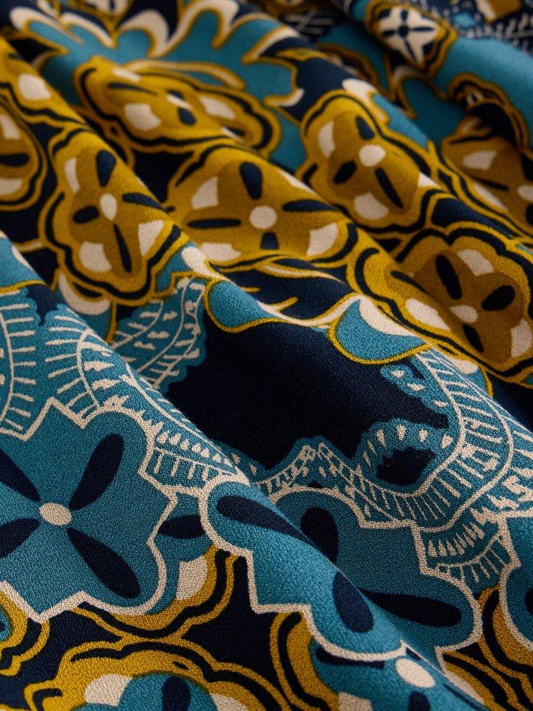 Hope Bias Cut Maxi Print Skirt in NAVY MULTI - FLAT DETAIL