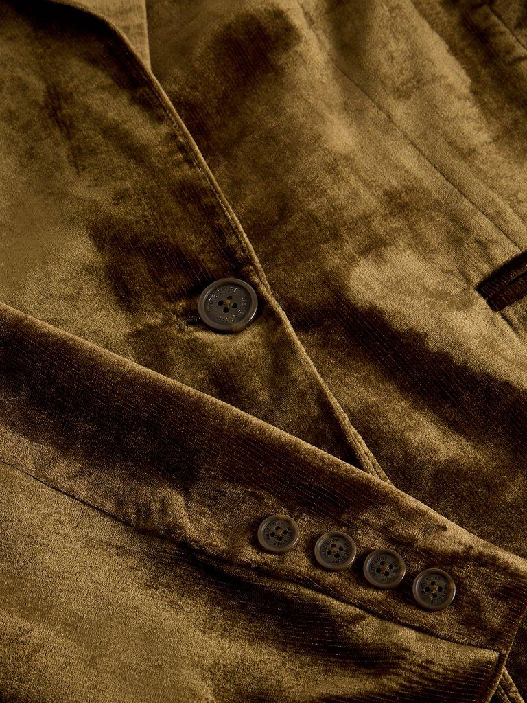 Evelyn Collared Velvet Blazer in DK CHART - FLAT DETAIL