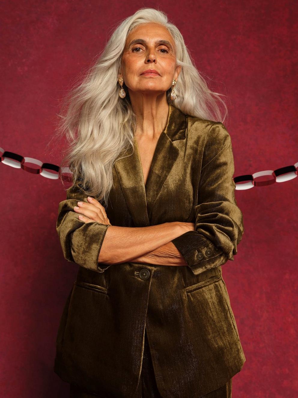 Evelyn Collared Velvet Blazer in DK CHART - MIXED