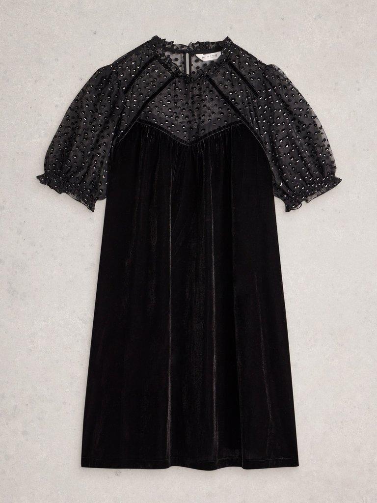 Lea Velvet Dress in PURE BLK - FLAT FRONT