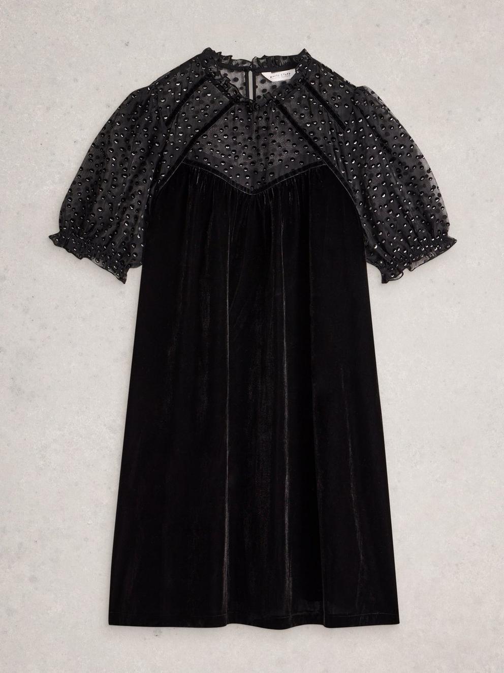 Lea Velvet Dress in PURE BLK - FLAT FRONT