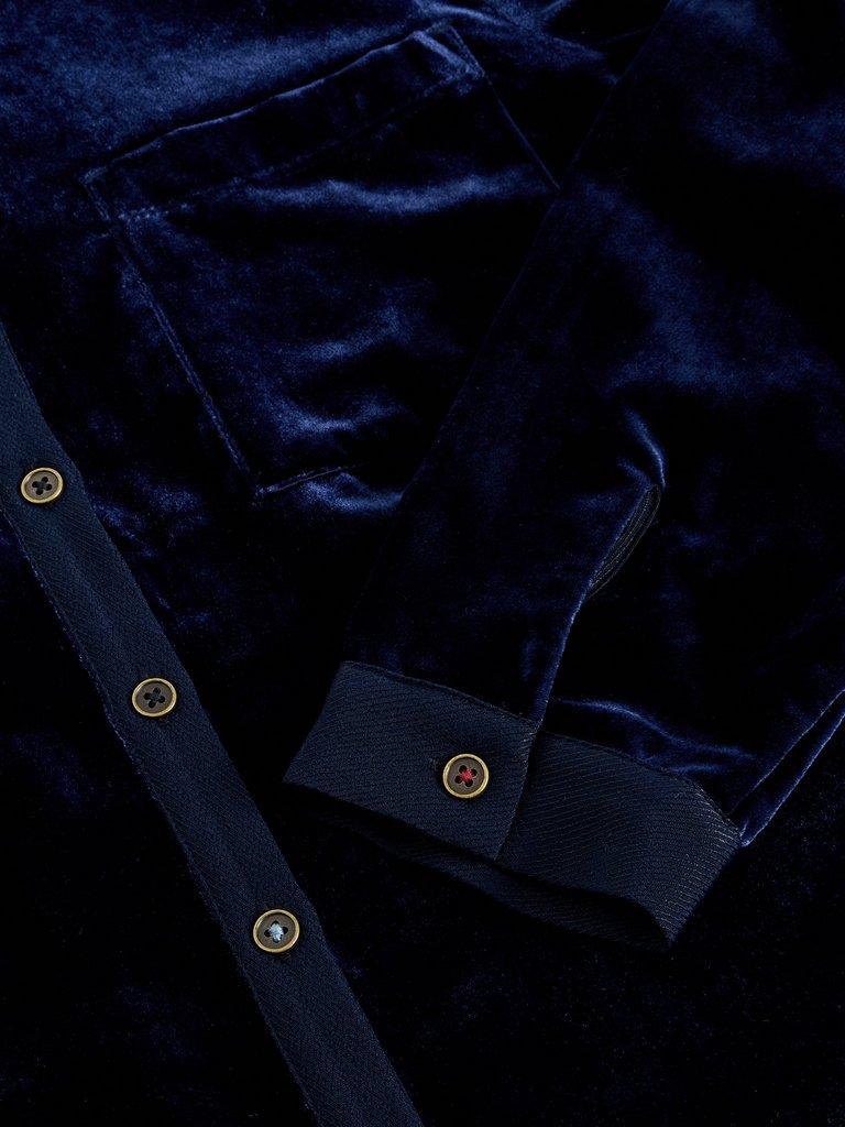 Sophie Velvet Shirt in DARK NAVY - FLAT DETAIL