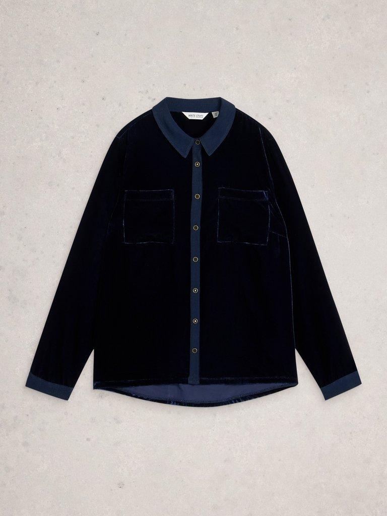 Sophie Velvet Shirt in DARK NAVY - FLAT FRONT