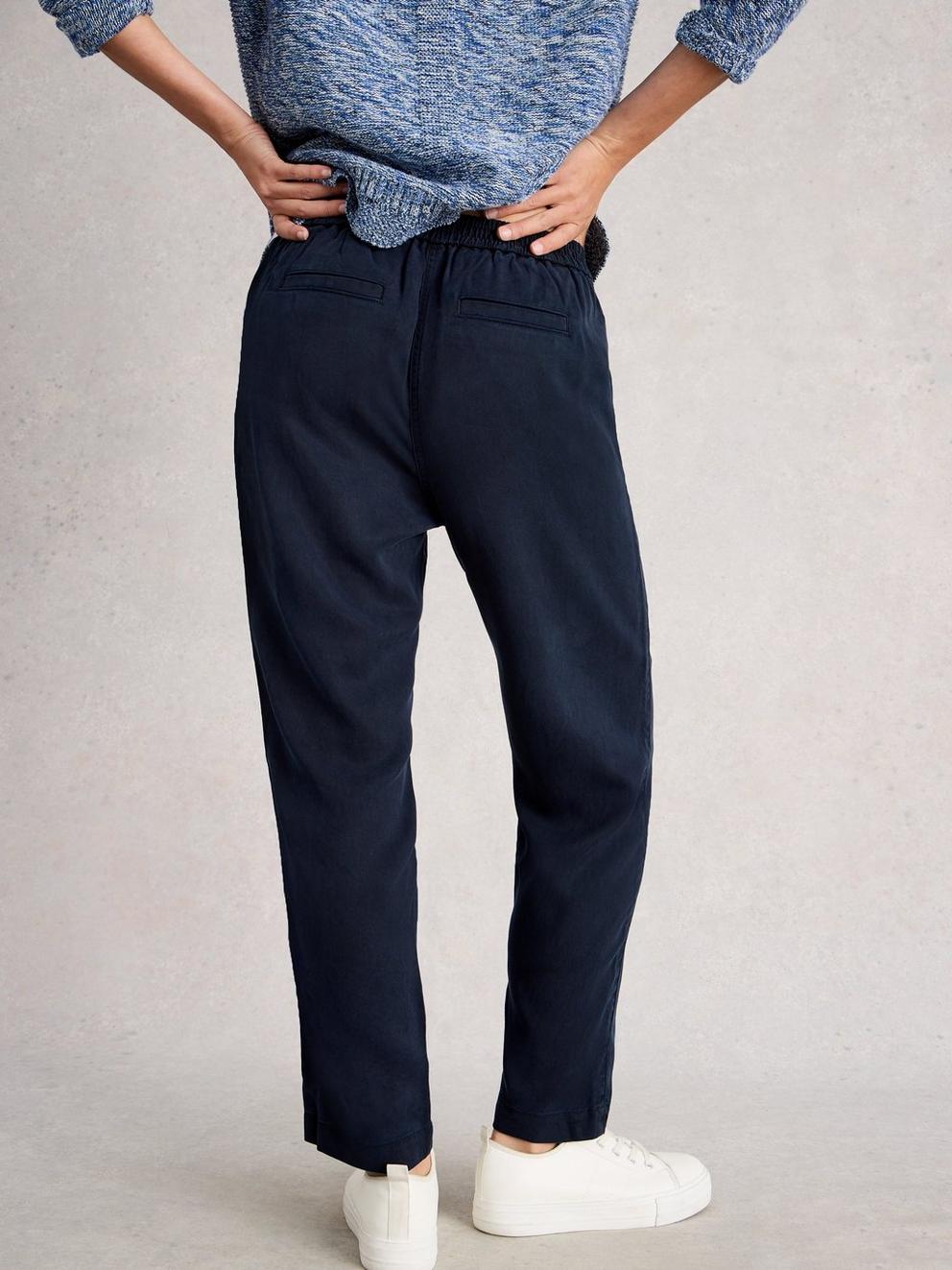Rowena Trouser in DARK NAVY - MODEL BACK