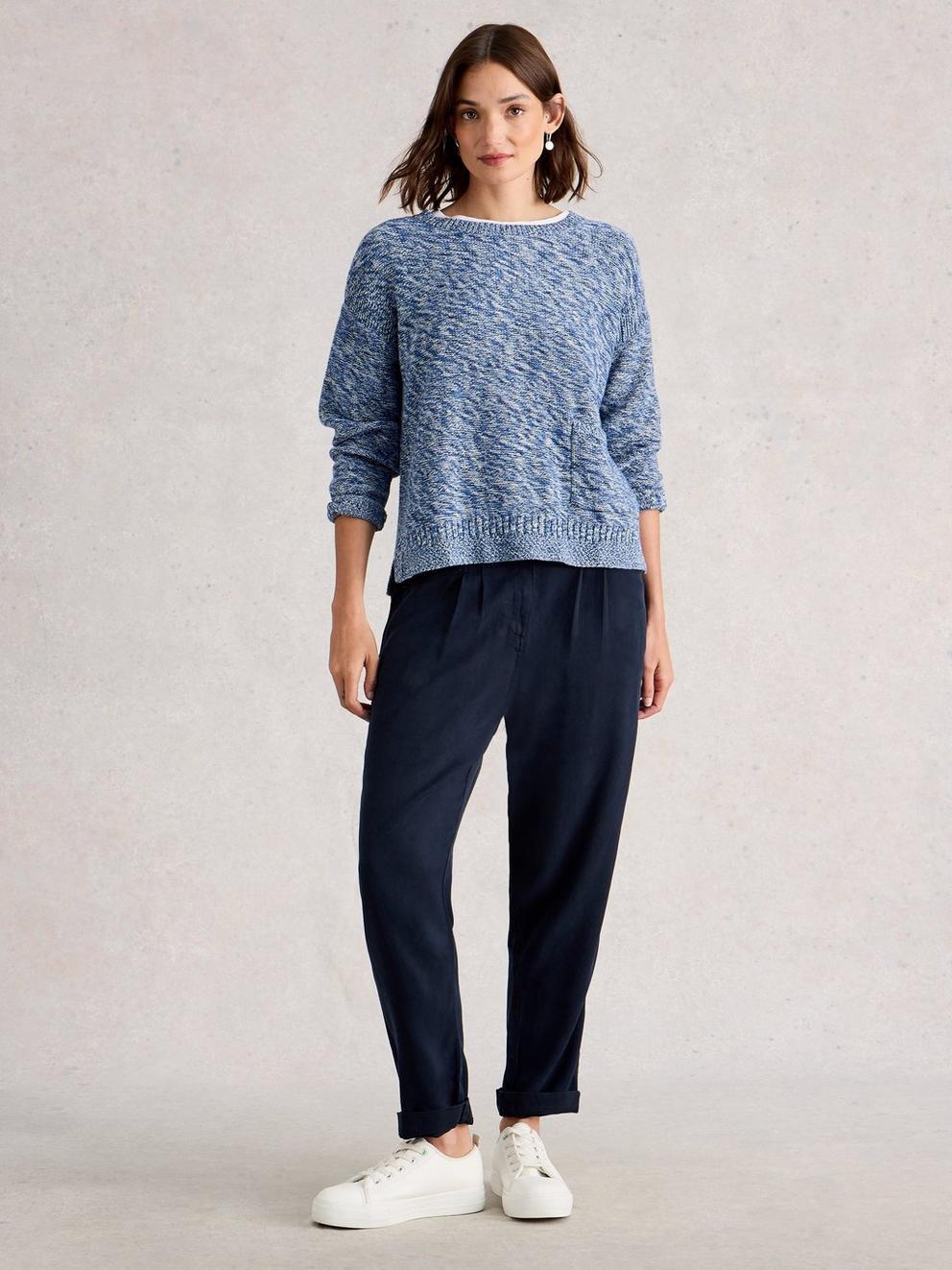 Rowena Trouser in DARK NAVY - MODEL FRONT