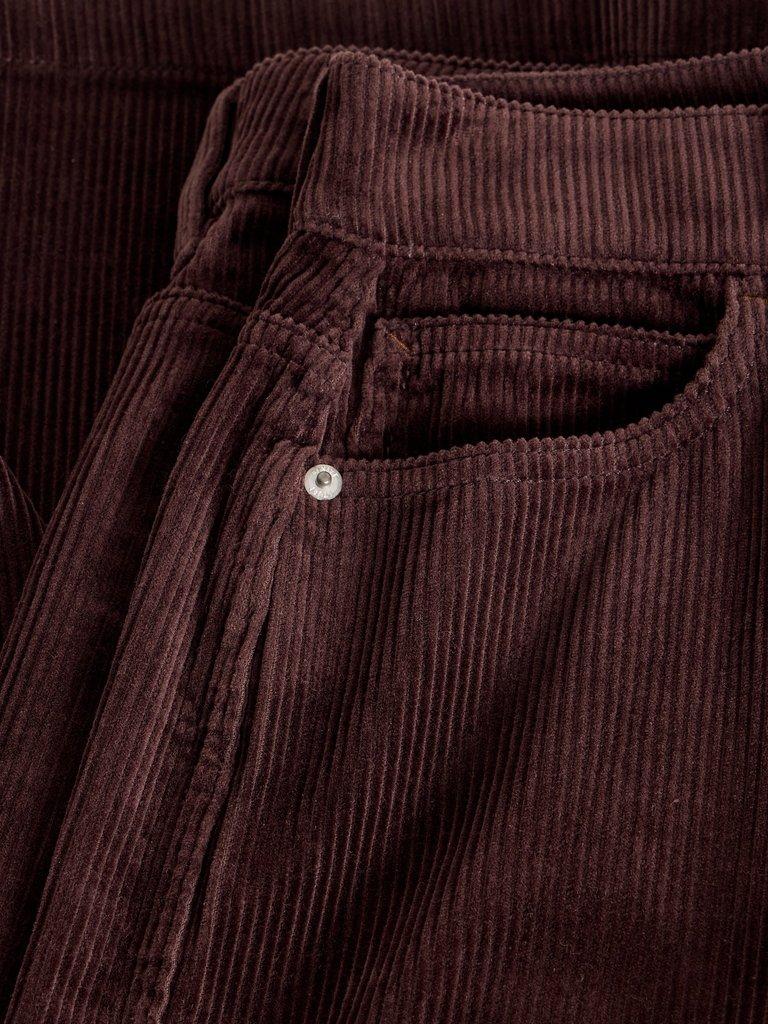 Ayla Wide Leg Cord Trouser in DK BROWN - FLAT DETAIL