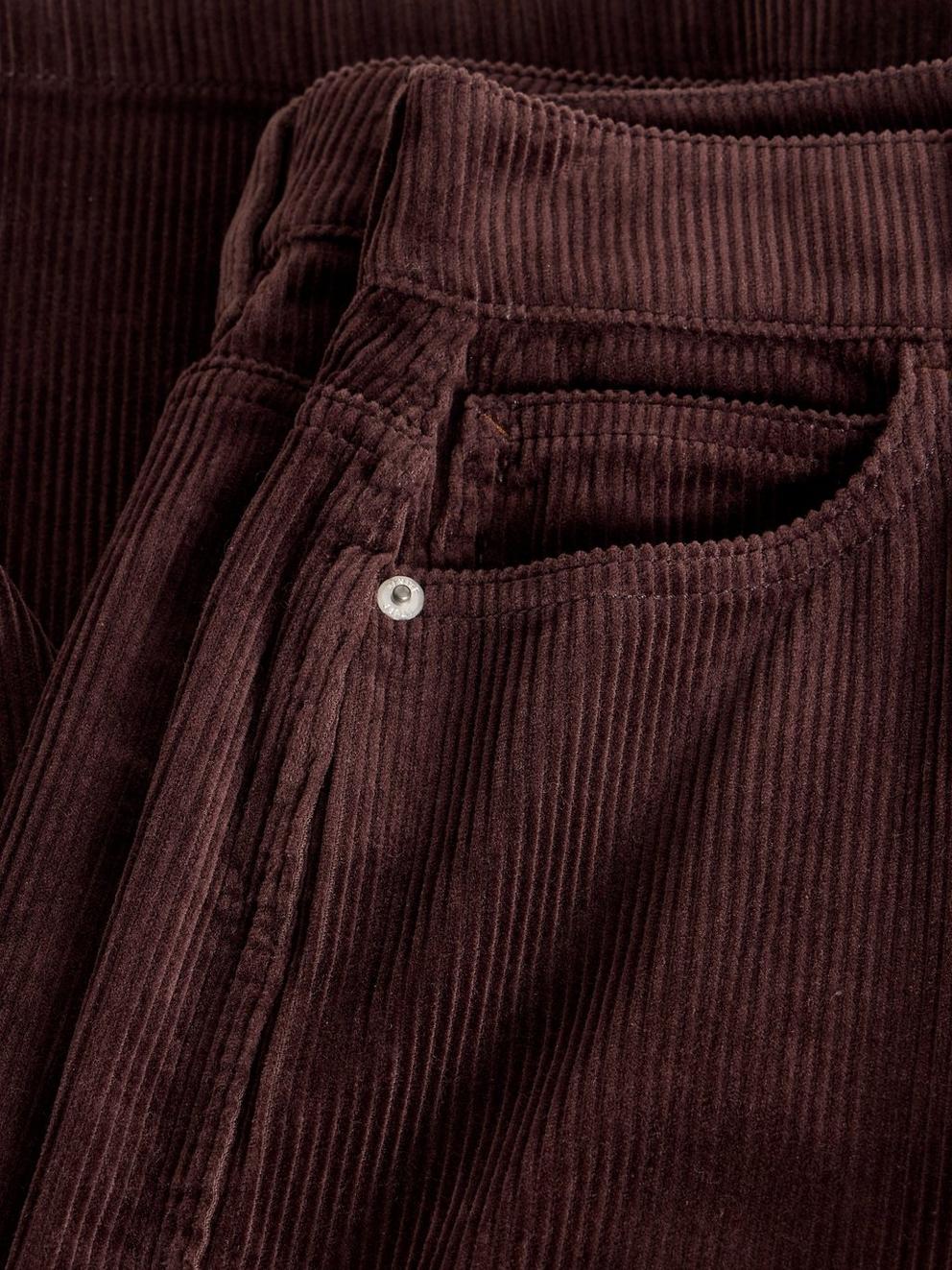 Ayla Wide Leg Cord Trouser in DK BROWN - FLAT DETAIL