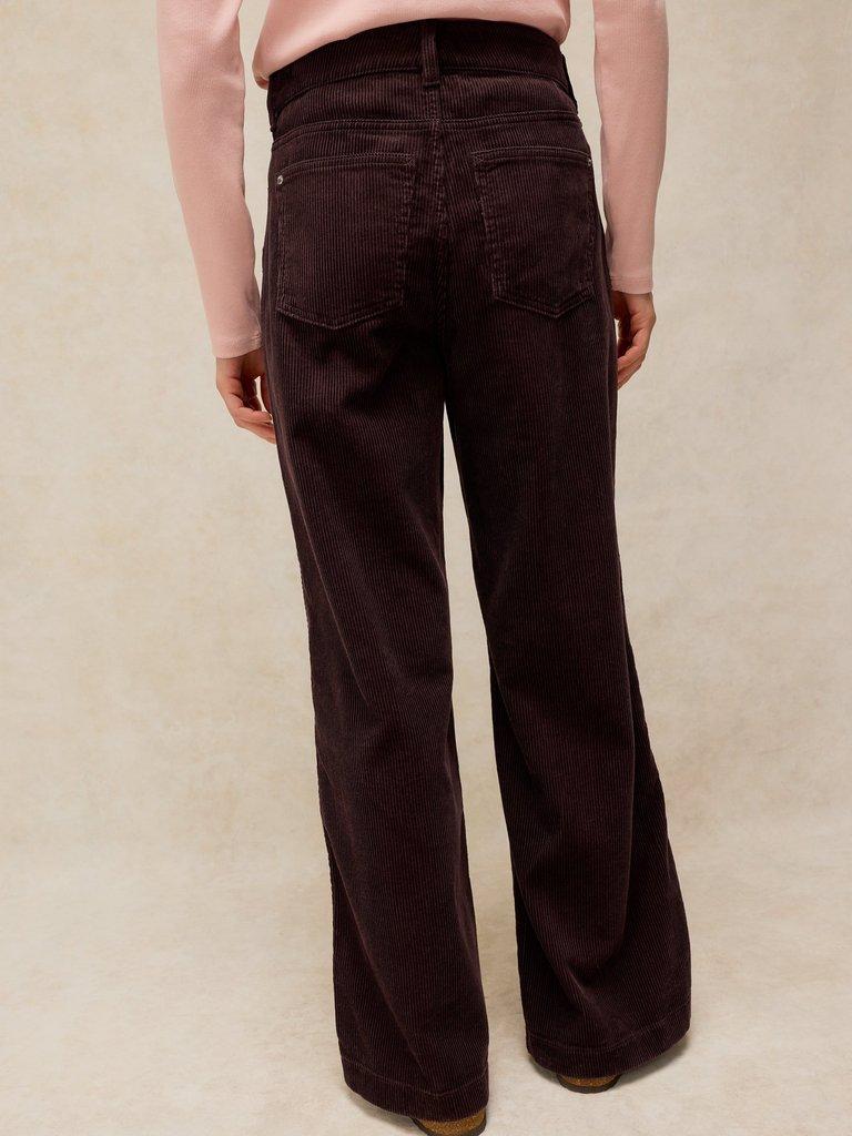 Ayla Wide Leg Cord Trouser in DK BROWN - MODEL BACK