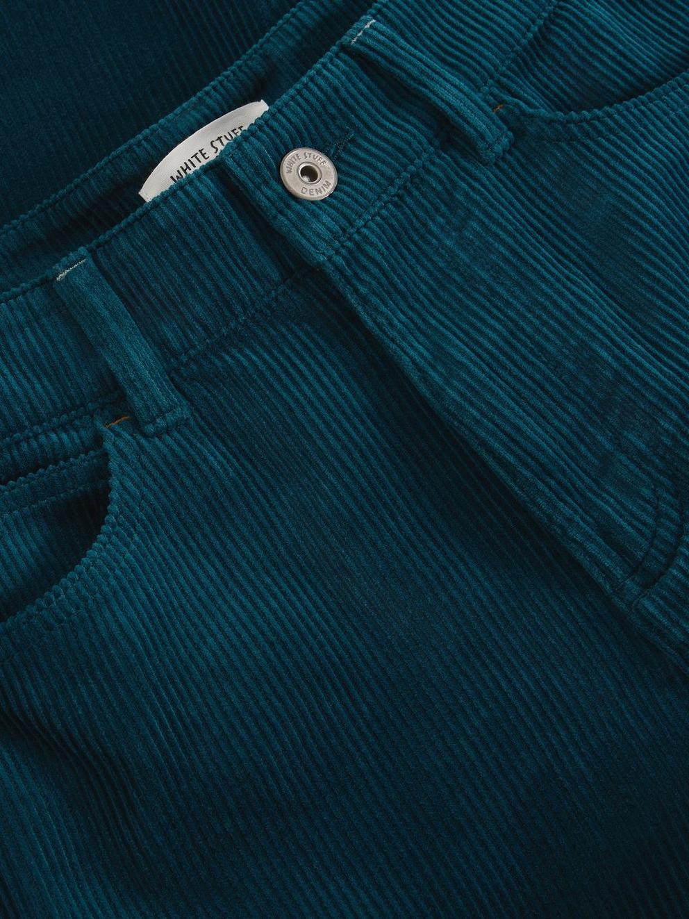 Ayla Wide Leg Cord Trouser in DK TEAL - FLAT DETAIL