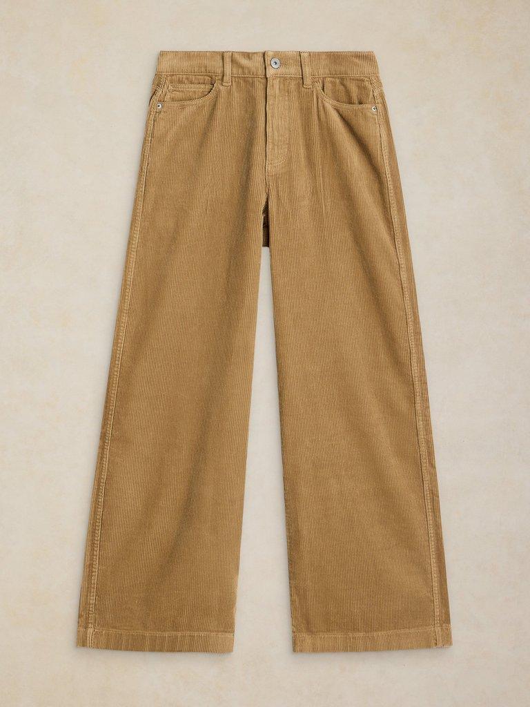 Ayla Wide Leg Cord Trouser in LGT GREEN - FLAT FRONT