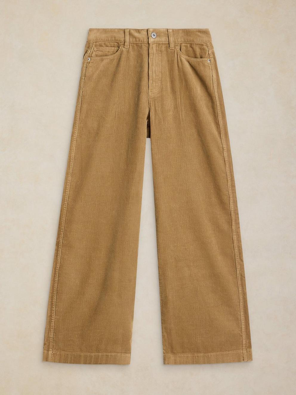 Ayla Wide Leg Cord Trouser in LGT GREEN - FLAT FRONT